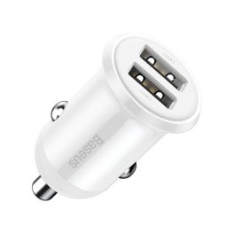   BASEUS GRAIN PRO autós töltő 2 USB aljzat (24W, gyorstöltő) FEHÉR