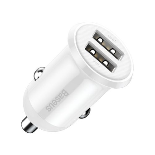 BASEUS GRAIN PRO autós töltő 2 USB aljzat (24W, gyorstöltő) FEHÉR