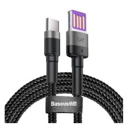 BASEUS CAFULE adatkábel (USB - Type-C, 40W, PD gyorstöltő 3.0, 100cm, cipőfűző) SZÜRKE/FEKETE   BASEUS CAFULE adatkábel (USB - Type-C, 40W, PD gyorstöltő 3.0, 100cm, cipőfűző) SZÜRKE/FEKETE