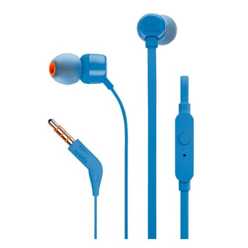 JBL T110 fülhallgató SZTEREO (3.5mm jack, felvevő gomb, lapos kábel) SÖTÉTKÉK