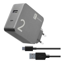 CELLULARLINE hálózati töltő USB+Type-C aljzat (48W gyorstöltő + Type-C kábel) FEKETE   CELLULARLINE hálózati töltő USB+Type-C aljzat (48W gyorstöltő + Type-C kábel) FEKETE