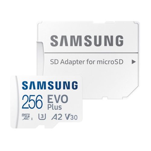 SAMSUNG memóriakártya 256GB (microSDXC EVOPlus Blue - Class 10, UHS-1) + SD adapter