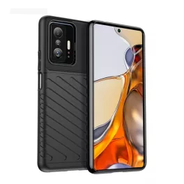   Szilikon telefonvédő (ütésállóság, csíkos, dombor minta) FEKETE