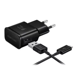   SAMSUNG hálózati töltő USB aljzat (15W, gyorstöltő + microUSB kábel) FEKETE