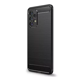   Szilikon telefonvédő (ütésállóság, légpárnás sarok, szálcsiszolt, karbon minta) FEKETE