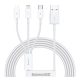 BASEUS töltőkábel 3in1 (USB - Type-C/lightning/microUSB, gyorstöltő, 150cm) FEHÉR