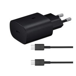 SAMSUNG hálózati töltő Type-C aljzat (25W, PD gyorstöltő 3.0 + EP-DG980BBE Type-C kábel) FEKETE   SAMSUNG hálózati töltő Type-C aljzat (25W, PD gyorstöltő 3.0 + EP-DG980BBE Type-C kábel) FEKETE