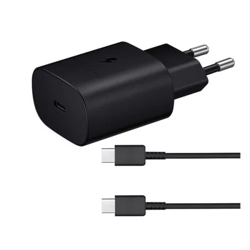 SAMSUNG hálózati töltő Type-C aljzat (25W, PD gyorstöltő 3.0 + 100cm Type-C kábel) FEKETE