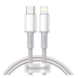 BASEUS adatkábel (Type-C - lightning, 20W, PD gyorstöltő, 100cm, törésgátló) FEHÉR   BASEUS adatkábel (Type-C - lightning, 20W, PD gyorstöltő, 100cm, törésgátló) FEHÉR