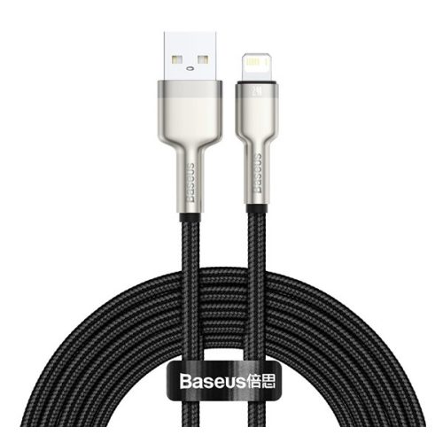 BASEUS CAFULE adatkábel (USB - lightning, 2.4A, PD gyorstöltő, 200cm, cipőfűző) FEKETE