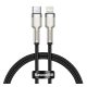 BASEUS CAFULE adatkábel (Type-C - lightning, 2.4A, PD gyorstöltő, cipőfűző, 25cm) FEKETE