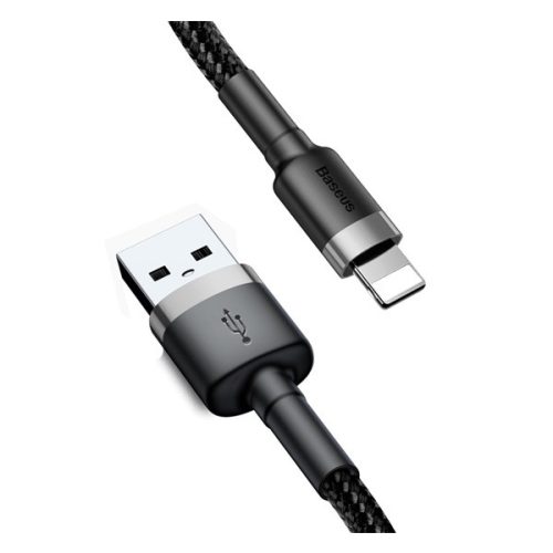 BASEUS CAFULE adatkábel (USB - lightning, 2.4A, gyorstöltő 3.0, cipőfűző, 50cm) FEKETE