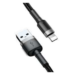   BASEUS CAFULE adatkábel (USB - lightning, 2A, gyorstöltő 3.0, cipőfűző, 300cm) FEKETE