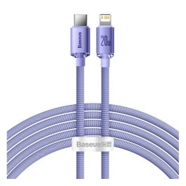   BASEUS CRYSTAL SHINE adatkábel (Type-C - lightning, 20W, PD gyorstöltő, cipőfűző, 200cm) LILA
