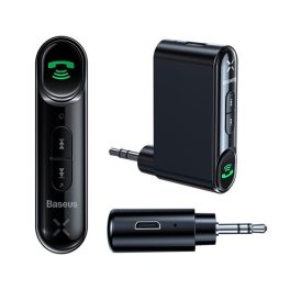   BASEUS QIYIN bluetooth audió adapter (microUSB aljzat, v5.0, 3.5mm jack, AUX + microUSB tápkábel) FEKETE