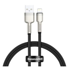   BASEUS CAFULE adatkábel (USB - lightning, 2.4A, PD gyorstöltő, cipőfűző, 25cm) FEKETE