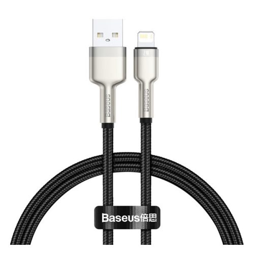 BASEUS CAFULE adatkábel (USB - lightning, 2.4A, PD gyorstöltő, cipőfűző, 25cm) FEKETE