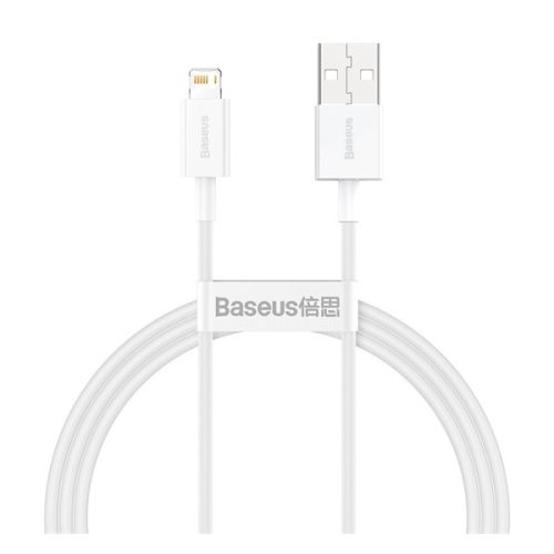 BASEUS SUPERIOR adatkábel (USB - lightning, 2.4A, PD gyorstöltő, 100cm, törésgátló) FEHÉR