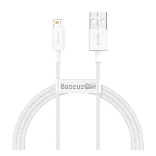 BASEUS SUPERIOR adatkábel (USB - lightning, 2.4A, PD gyorstöltő, törésgátló, 100cm) FEHÉR