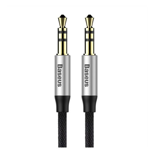 BASEUS YIVEN M30 audió kábel (3.5mm jack - 3.5mm jack, 100cm, cipőfűző) FEKETE