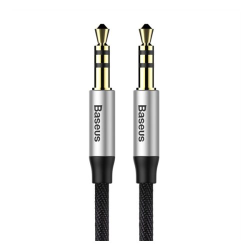 BASEUS YIVEN M30 audió kábel (3.5mm jack - 3.5mm jack, cipőfűző, 150cm) FEKETE