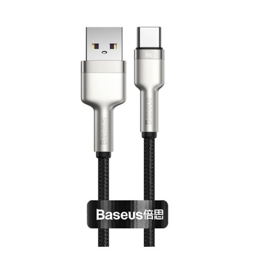 BASEUS CAFULE adatkábel (USB - Type-C, 66W, PD gyorstöltő, 25cm, cipőfűző) FEKETE