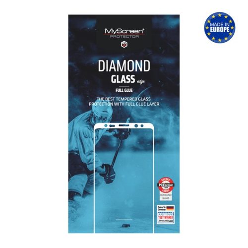 MYSCREEN DIAMOND GLASS EDGE képernyővédő üveg (2.5D, full glue, 0.33mm, 9H) FEKETE