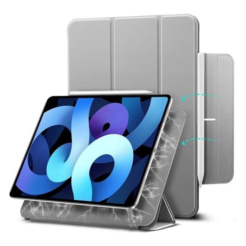 ESR REBOUND MAGNET tok álló, bőr hatású (aktív FLIP, mágneses, TRIFOLD, asztali tartó, ceruza tartó) EZÜST