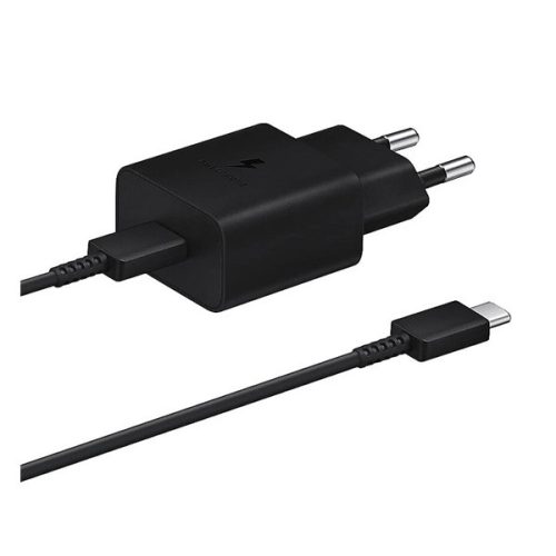 SAMSUNG hálózati töltő Type-C aljzat (45W, PD gyorstöltő + Type-C kábel, 180cm) FEKETE