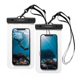   SPIGEN A601 vízhatlan/vízálló tok, AQUA 2db (univerzális, IPX8, nyakba akasztható, 6.8" méret) ÁTLÁTSZÓ