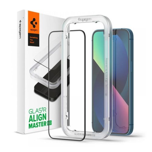 SPIGEN ALM FC képernyővédő üveg (2.5D, extra karcálló, 9H, 0.3mm, színkiemelés) FEKETE