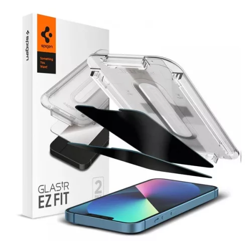 SPIGEN EZ FIT képernyővédő üveg 2db (2.5D, betekintés védelem, 0.2mm, 9H) ÁTLÁTSZÓ