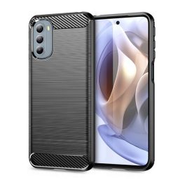 Szilikon telefonvédő (ütésállóság, légpárnás sarok, szálcsiszolt, karbon minta) FEKETE   Szilikon telefonvédő (ütésállóság, légpárnás sarok, szálcsiszolt, karbon minta) FEKETE