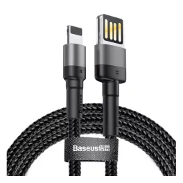   BASEUS CAFULE adatkábel (USB - lightning, 2.4A, gyorstöltő, cipőfűző, 100cm) FEKETE