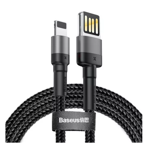BASEUS CAFULE adatkábel (USB - lightning, 2.4A, gyorstöltő, cipőfűző, 100cm) FEKETE