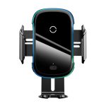 BASEUS LIGHT ELECTRIC autós tartó (műszerfalra, szellőzőre, tapadókorongos, automata, 15W, wireless, LED jelzés) FEKETE