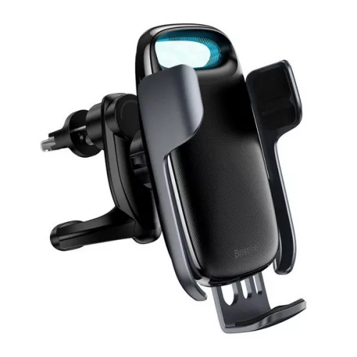 BASEUS MILKY WAY autós tartó (szellőzőre, gravitációs, 15W, wireless, LED jelzés) FEKETE