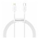 BASEUS SUPERIOR adatkábel (Type-C - lightning, 20W, PD gyorstöltő, törésgátló, 100cm) FEHÉR