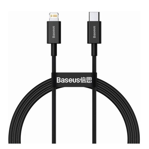 BASEUS SUPERIOR adatkábel (Type-C - lightning, 20W, PD gyorstöltő, törésgátló, 100cm) FEKETE