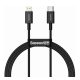 BASEUS SUPERIOR adatkábel (Type-C - lightning, 20W, PD gyorstöltő, törésgátló, 100cm) FEKETE