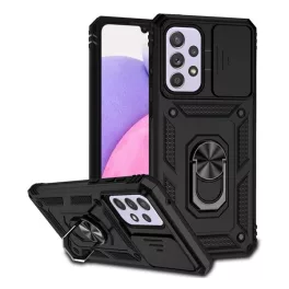   Defender szilikon telefonvédő (ütésállóság, tartógyűrű, kameravédő) FEKETE