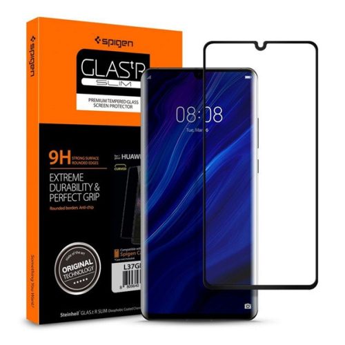 SPIGEN GLAS.TR CURVE képernyővédő üveg (3D, tokbarát, 0.33mm, extra karcálló, 9H) FEKETE