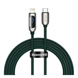 BASEUS adatkábel (Type-C - lightning, 20W, PD gyorstöltő, 200cm, LED kijelző) SÖTÉTZÖLD   BASEUS adatkábel (Type-C - lightning, 20W, PD gyorstöltő, 200cm, LED kijelző) SÖTÉTZÖLD