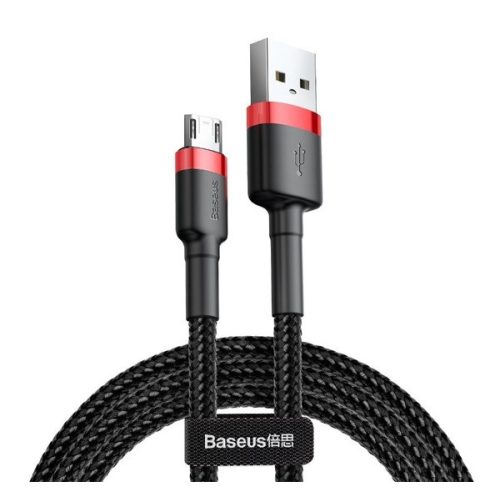 BASEUS CAFULE adatkábel (USB - microUSB, 1.5A, gyorstöltő 3.0, törésgátló, 200cm) PIROS/FEKETE