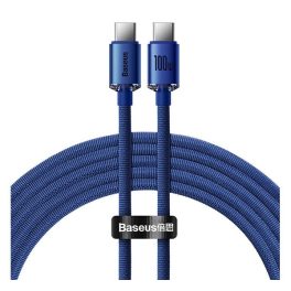   BASEUS CRYSTAL SHINE adatkábel (Type-C - Type-C, 100W, PD gyorstöltő, cipőfűző, 120cm) SÖTÉTKÉK