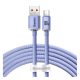 BASEUS CRYSTAL SHINE adatkábel (USB - Type-C, 100W, PD gyorstöltő, cipőfűző, 120cm) LILA