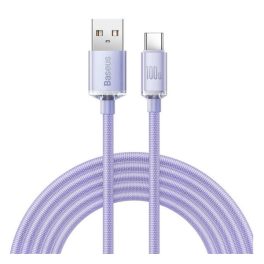   BASEUS CRYSTAL SHINE adatkábel (USB - Type-C, 100W, PD gyorstöltő, cipőfűző, 200cm) LILA