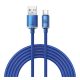 BASEUS CRYSTAL SHINE adatkábel (USB - Type-C, 100W, PD gyorstöltő, cipőfűző, 200cm) SÖTÉTKÉK