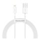 BASEUS SUPERIOR adatkábel (USB - lightning, 2.4A, PD gyorstöltő, törésgátló, 150cm) FEHÉR