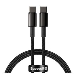   BASEUS TUNGSTEN GOLD adatkábel (Type-C - Type-C, 100W, PD gyorstöltő, törésgátló, 200cm) FEKETE